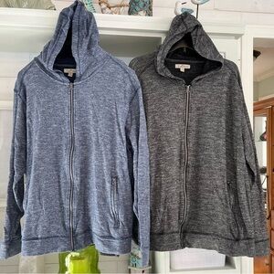 Paradise Collection Full Zip Hooded Jackets XL Set of Two Blue and Gray